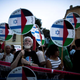Left-wing Israelis protest the raid. Getty Images.